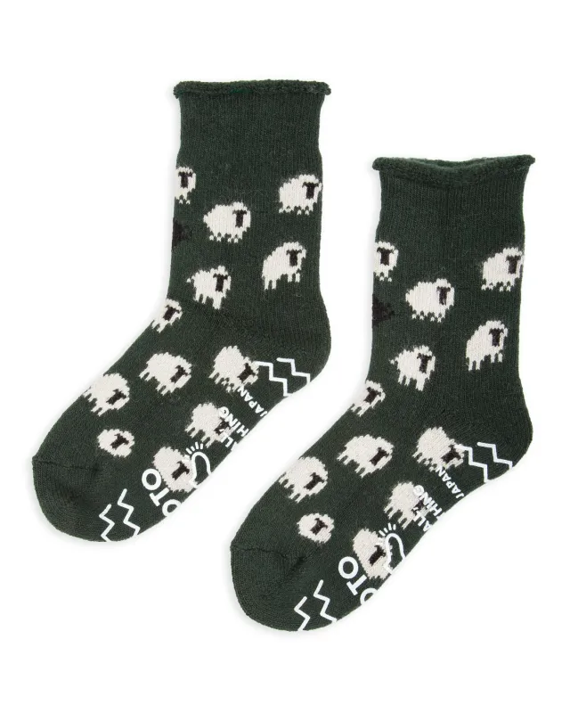 Pile Room Socks "Sheep" - Dark Green sold by Standard and Strange