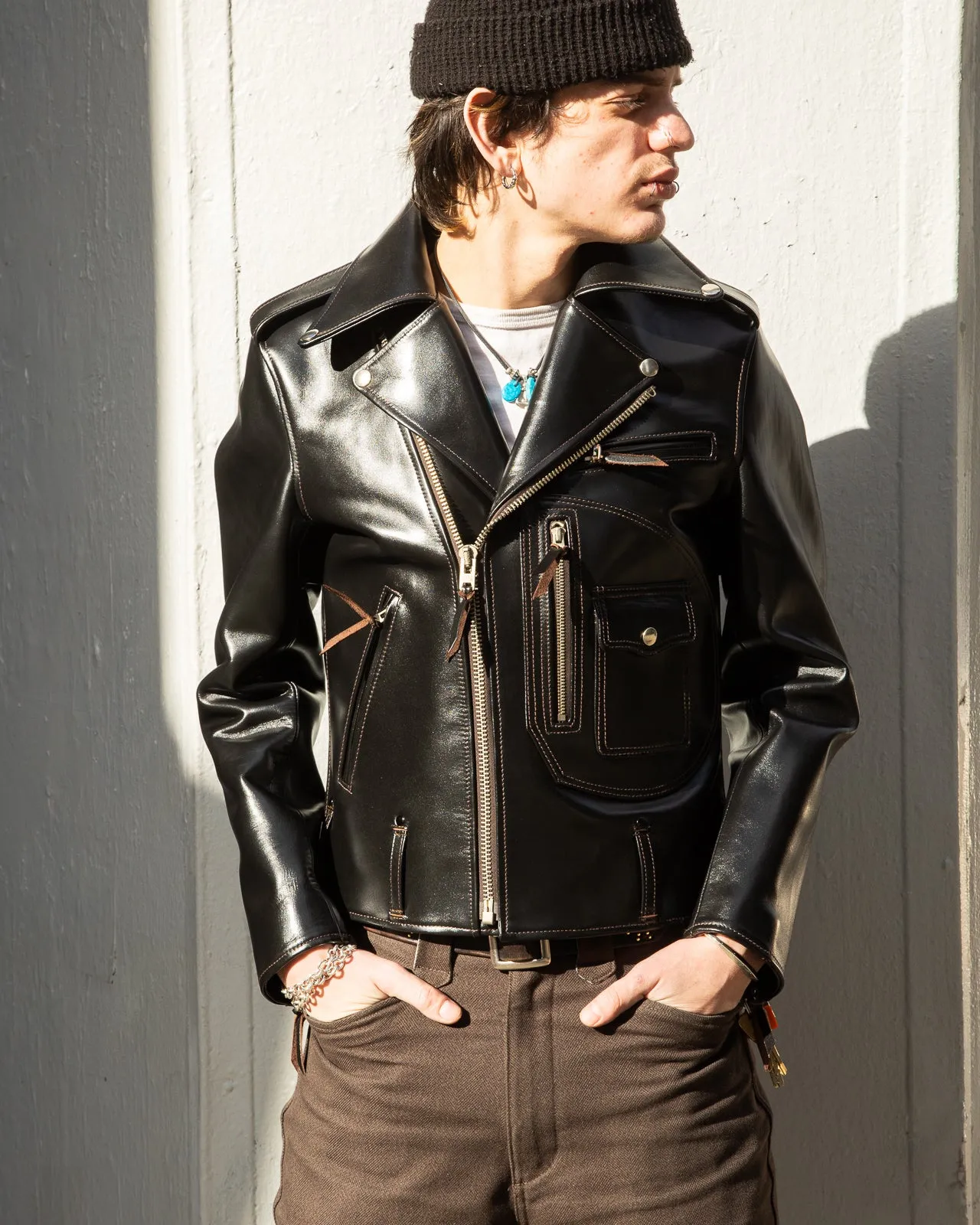 Vintage Horse D-Pocket Double Riders Jacket (HR-55) - Black sold by Standard and Strange product image thumbnail 3