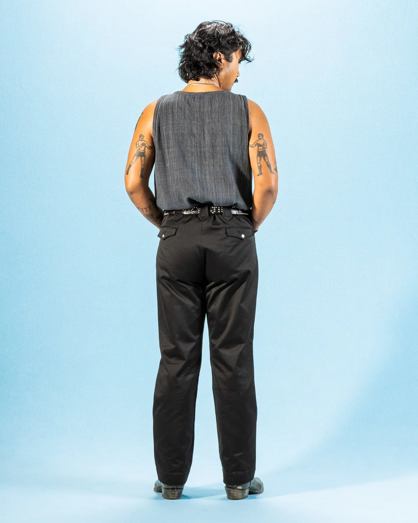 Ripley Tank - Iron/Indigo Handwoven Kala Cotton sold by Standard and Strange product image thumbnail 5