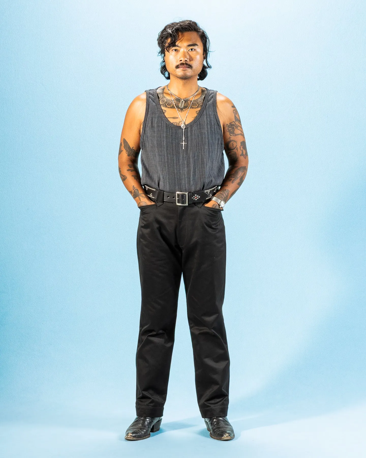 Ripley Tank - Iron/Indigo Handwoven Kala Cotton sold by Standard and Strange product image thumbnail 3