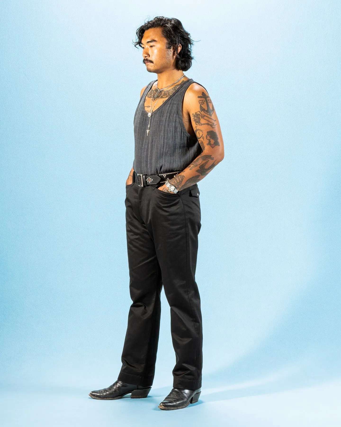 Ripley Tank - Iron/Indigo Handwoven Kala Cotton sold by Standard and Strange product image thumbnail 4