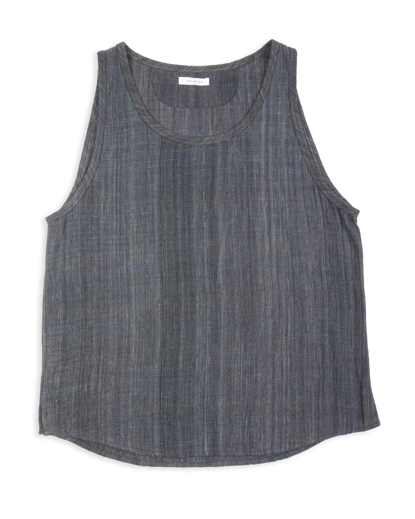 Ripley Tank - Iron/Indigo Handwoven Kala Cotton sold by Standard and Strange