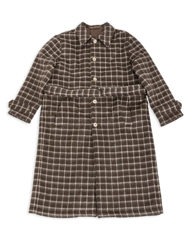 Overcoat - Brown Windowpane Check sold by Standard and Strange