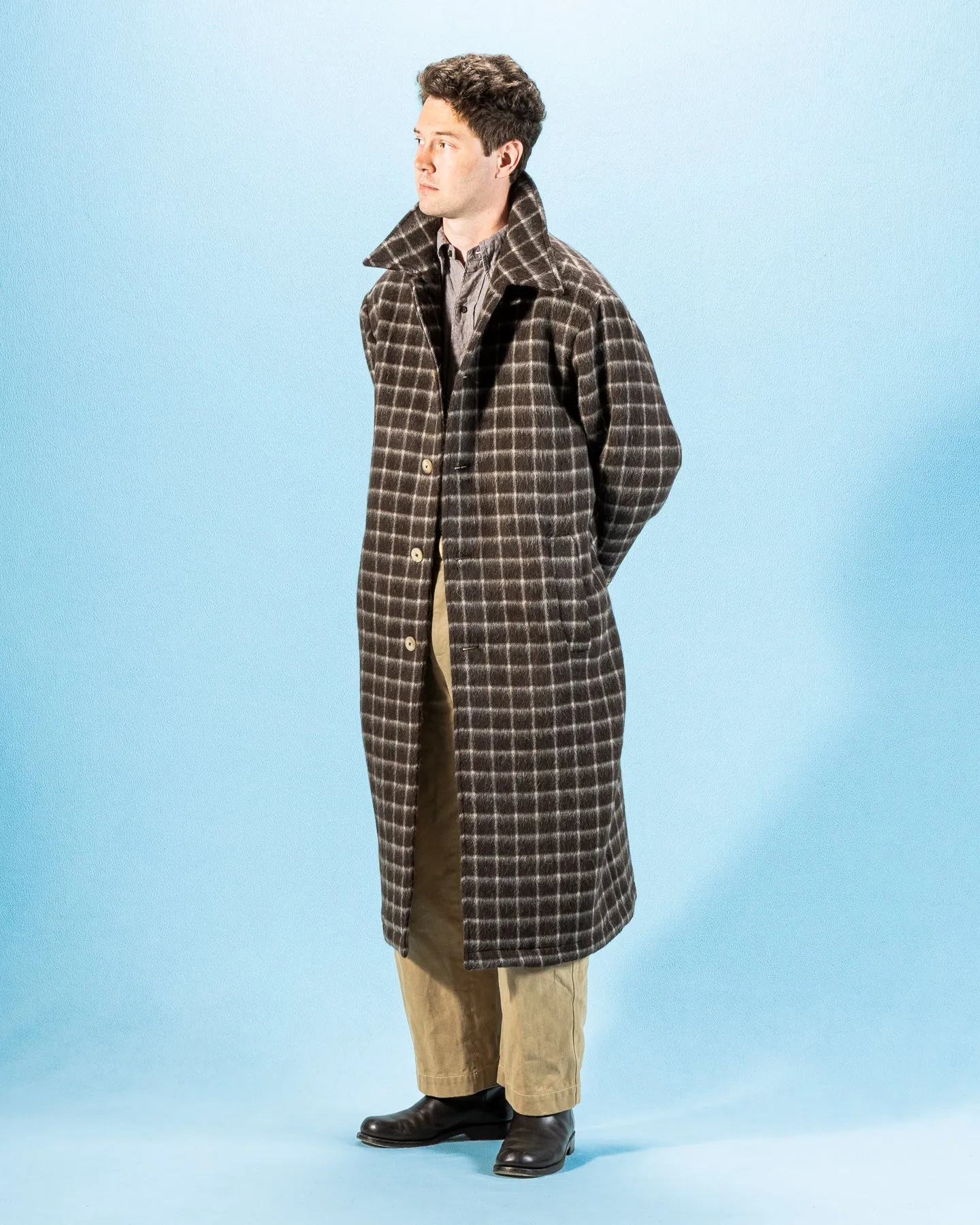 Overcoat - Brown Windowpane Check sold by Standard and Strange product image thumbnail 3