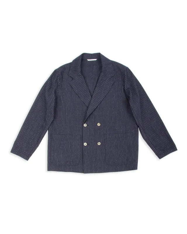 Double Breasted Jacket - Navy Pinstripe sold by Standard and Strange