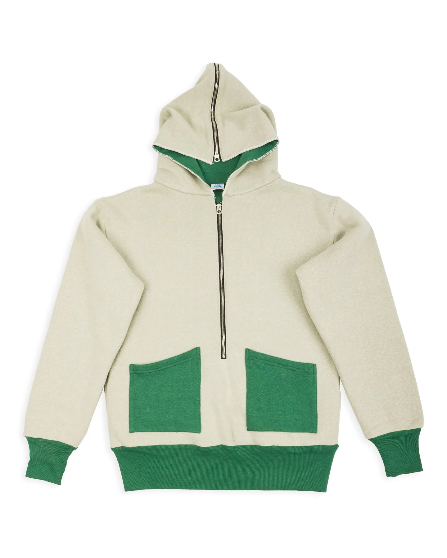 The Olympic Champion Sweat Parka - Beige/Green sold by Standard and Strange