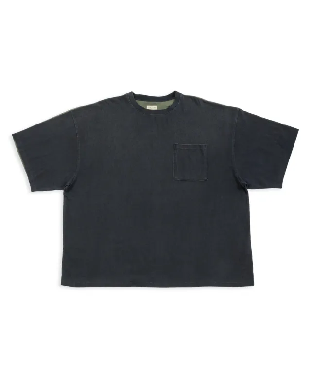 Jersey 2TONES BIG Pocket T (BONE) - Black x Khaki made by Kapital
