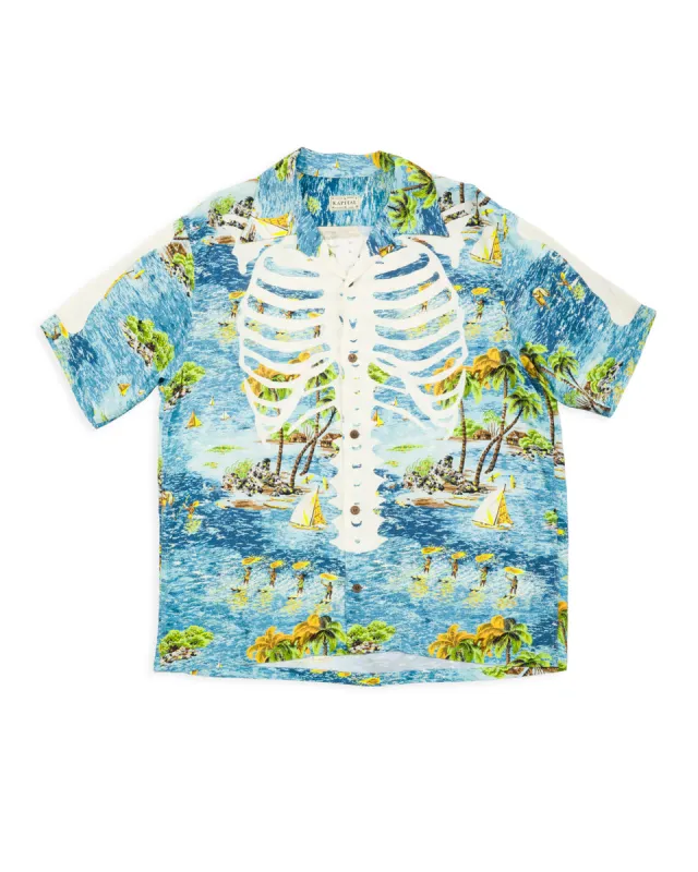 Rayon KAMEHAMEHA BONE Aloha Shirt - Blue sold by Standard and Strange
