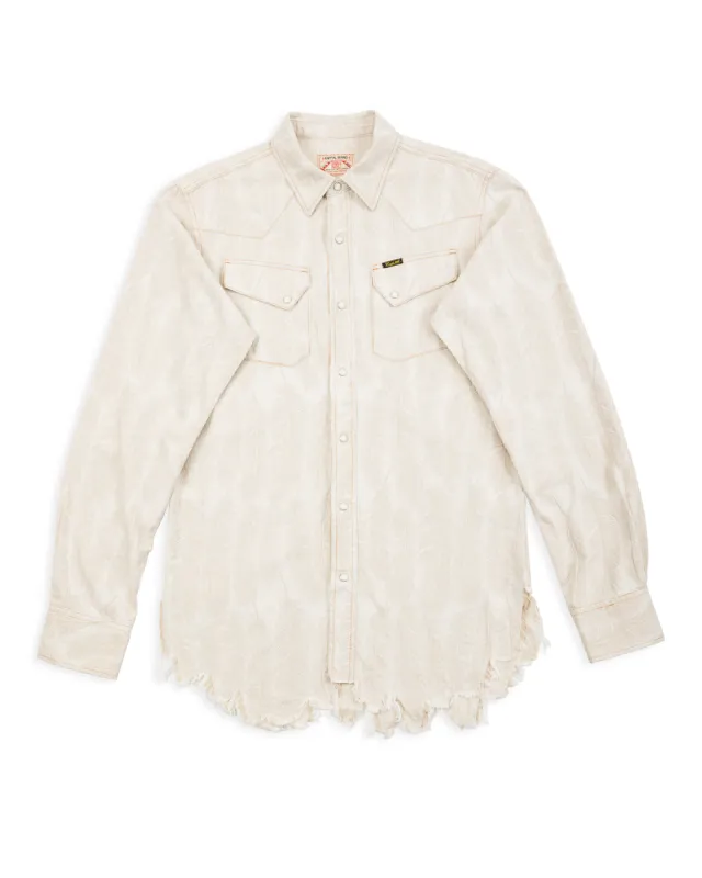 5oz MAGPIE Denim Western Shirt - Ecru made by Kapital