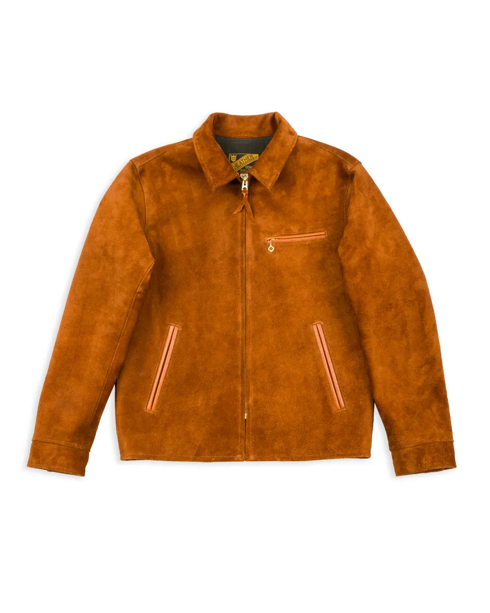 Y'2 x S&S Steer Suede Collared Single Riders Jacket (TR-65 Custom) - Camel sold by Standard and Strange
