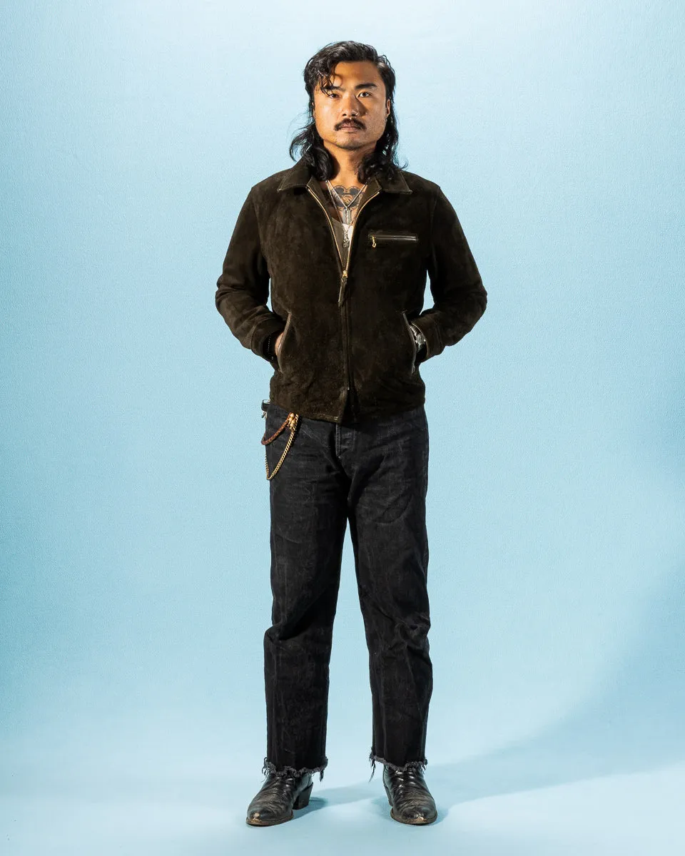 Y'2 x S&S Steer Suede Collared Single Riders Jacket (TR-65 Custom) - Olive sold by Standard and Strange product image thumbnail 3