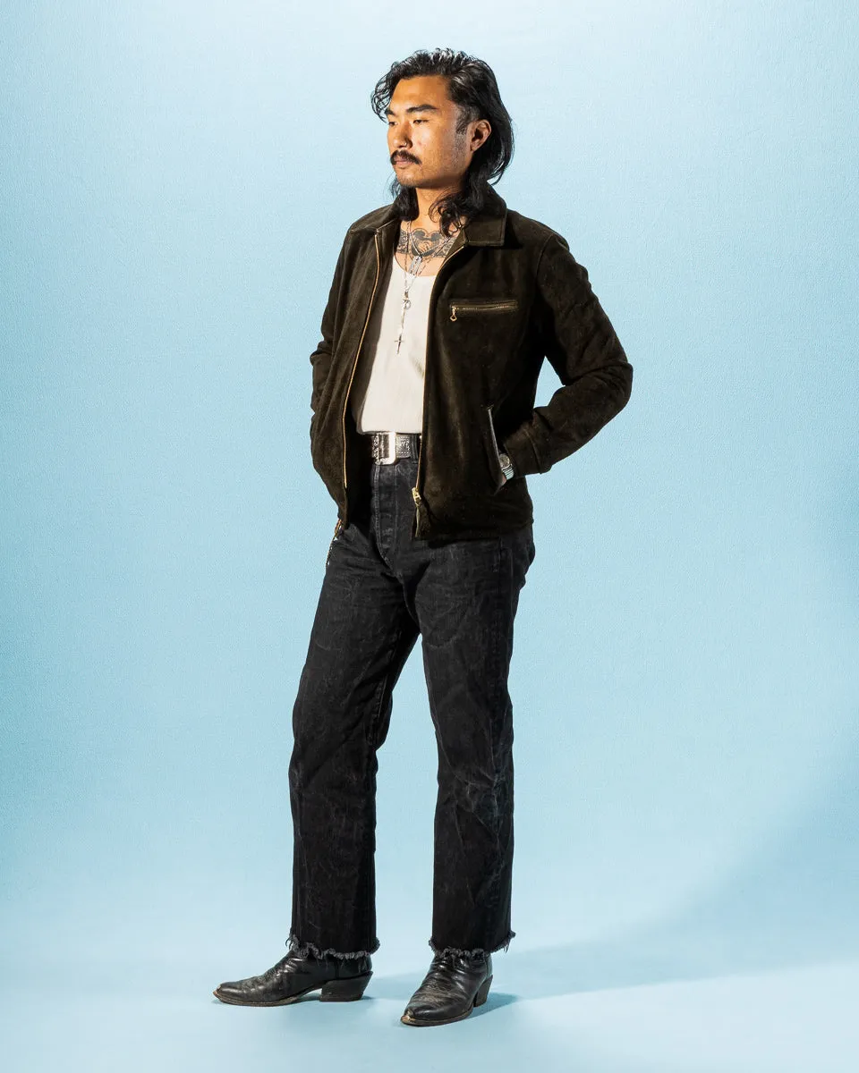 Y'2 x S&S Steer Suede Collared Single Riders Jacket (TR-65 Custom) - Olive sold by Standard and Strange product image thumbnail 5