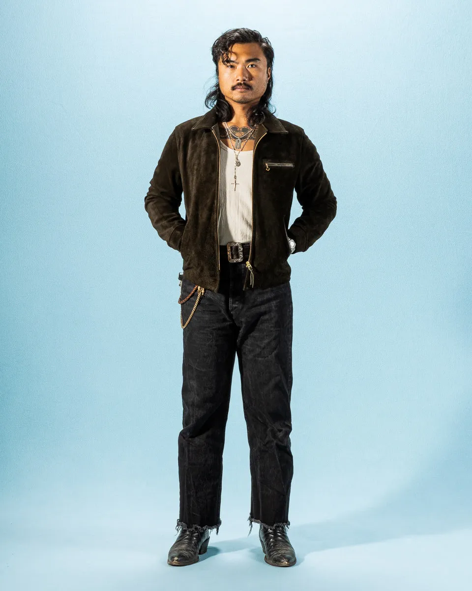 Y'2 x S&S Steer Suede Collared Single Riders Jacket (TR-65 Custom) - Olive sold by Standard and Strange product image thumbnail 4