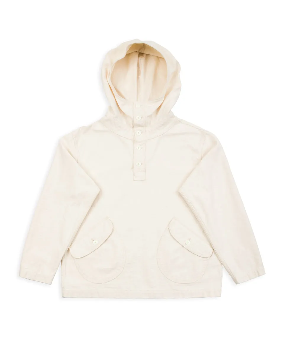 Military Back Satin Hooded Deck Shirt - Sand White sold by Standard and Strange