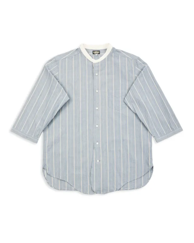 Antique Stripe Band Collar Shirt - Ice Blue sold by Standard and Strange
