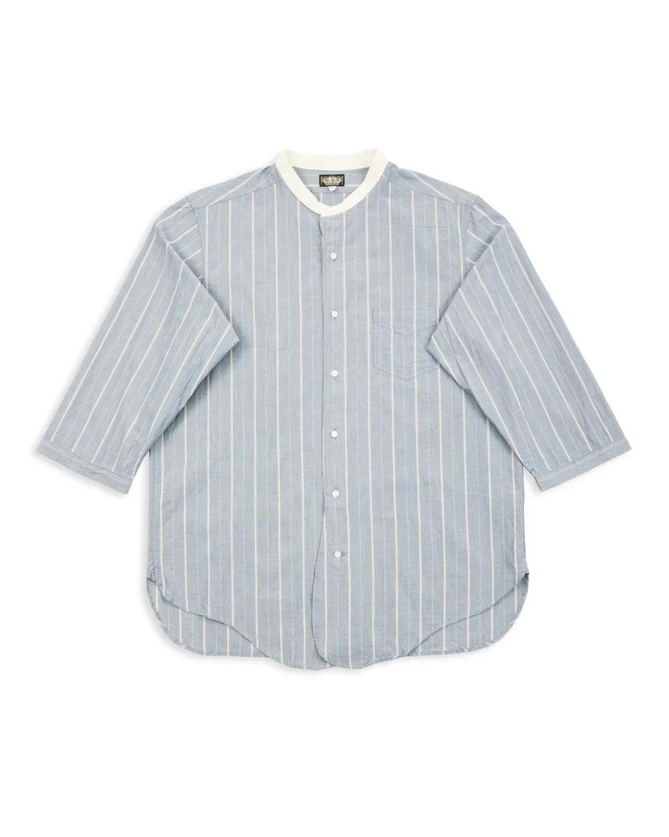 Antique Stripe Band Collar Shirt - Ice Blue sold by Standard and Strange