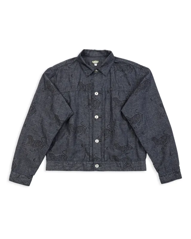 "Tiger and Crescent Moon" Pleats Jacket - Deep Indigo sold by Standard and Strange
