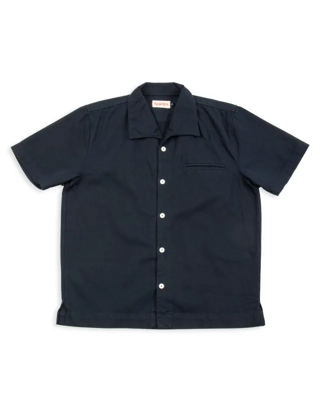 Cayucos S/S Shirt - Navy Herringbone sold by Standard and Strange