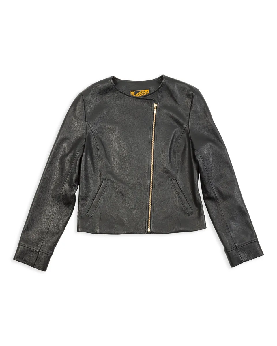 Steer Oil Collarless Jacket (LR-04) - Black sold by Standard and Strange