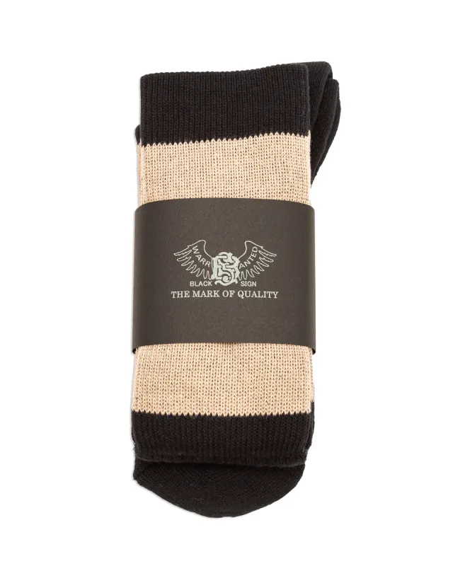 Wide Border BS Fit Boot Socks - Midnight Black x Sand Beige sold by Standard and Strange