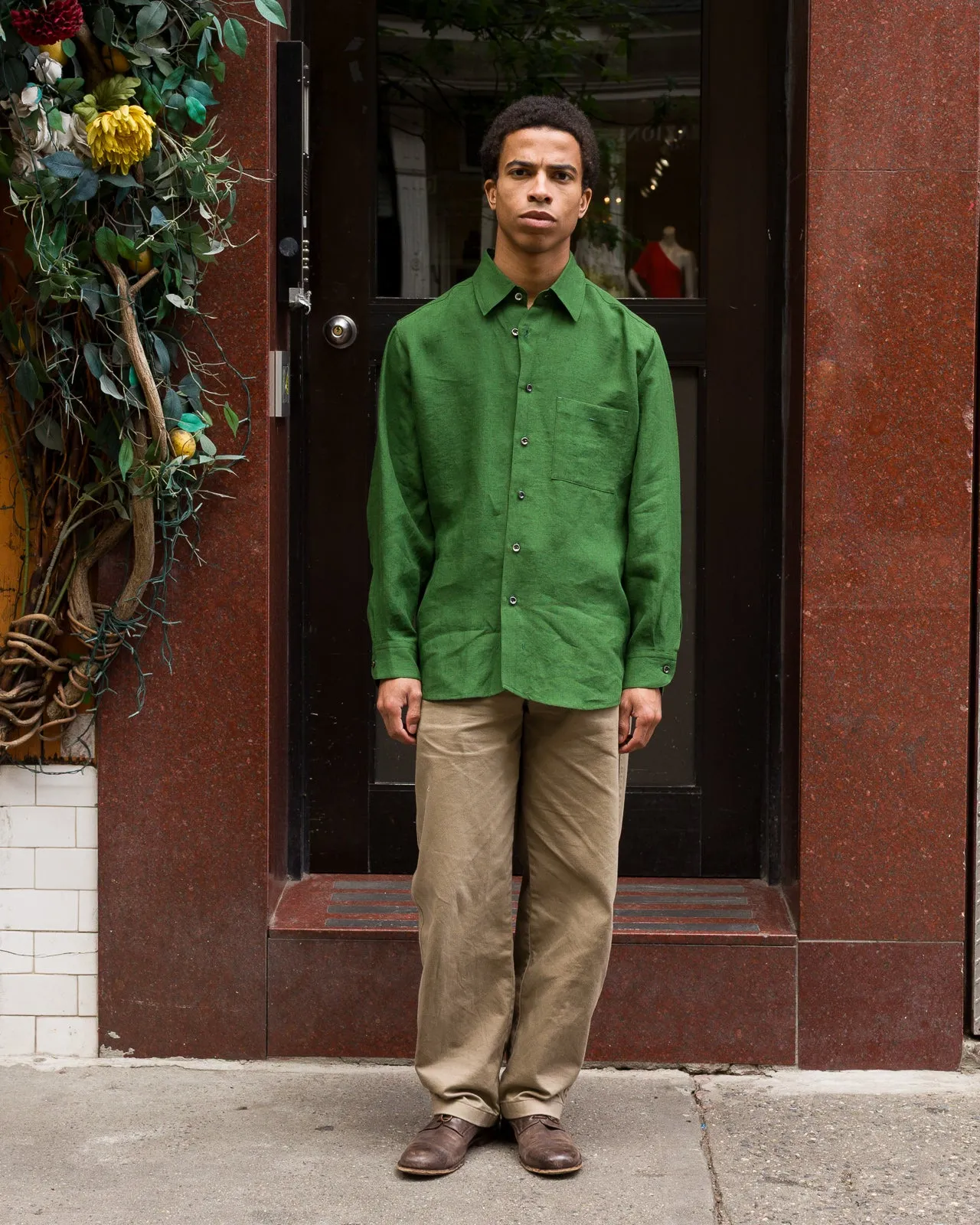 Belgian Linen Collar Shirt - Green sold by Standard and Strange product image thumbnail 3