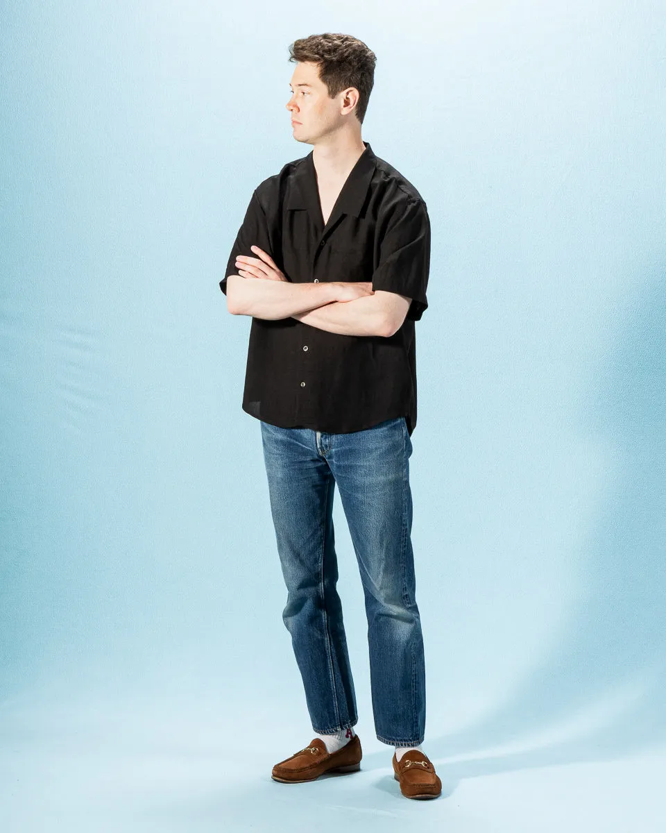 Bamboo Linen Open Collar Short Sleeve Shirt - Black sold by Standard and Strange product image thumbnail 4