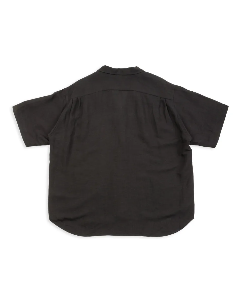 Bamboo Linen Open Collar Short Sleeve Shirt - Black sold by Standard and Strange product image thumbnail 2