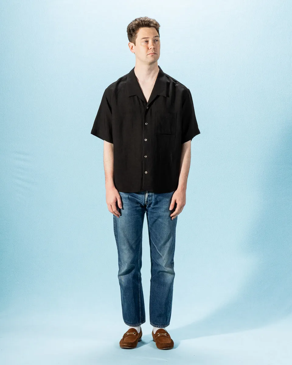 Bamboo Linen Open Collar Short Sleeve Shirt - Black sold by Standard and Strange product image thumbnail 3