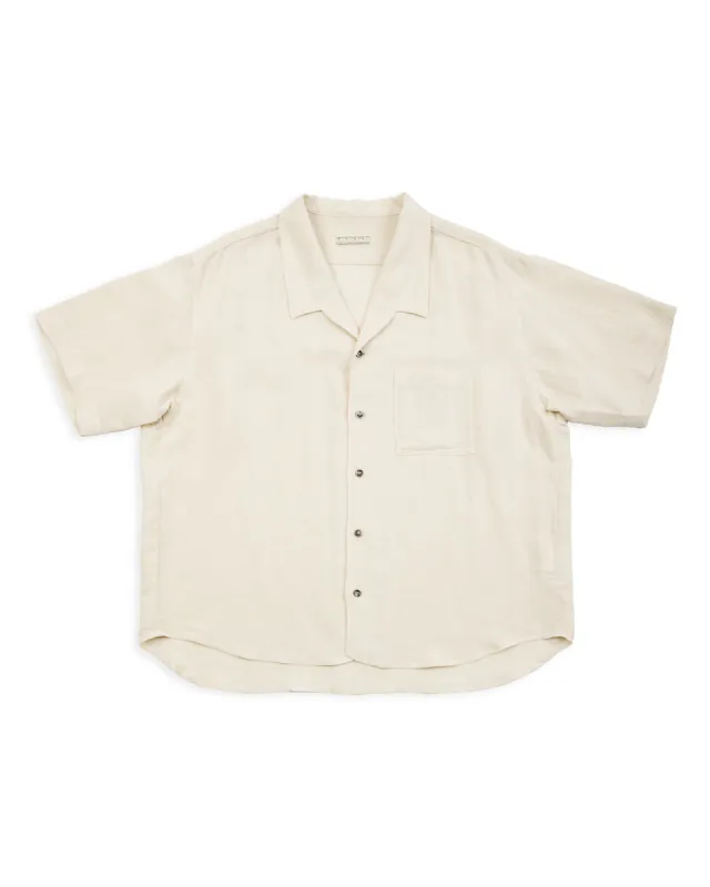 Bamboo Linen Open Collar Short Sleeve Shirt - Beige sold by Standard and Strange