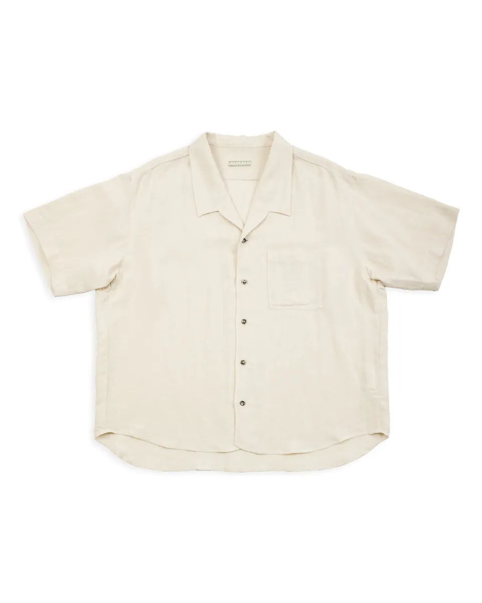 Bamboo Linen Open Collar Short Sleeve Shirt - Beige sold by Standard and Strange