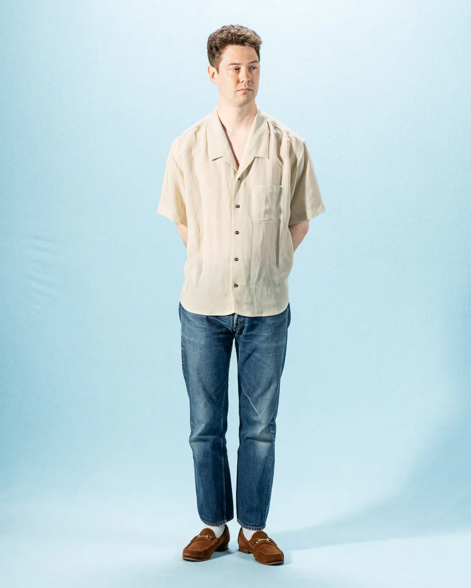 Bamboo Linen Open Collar Short Sleeve Shirt - Beige sold by Standard and Strange product image thumbnail 3
