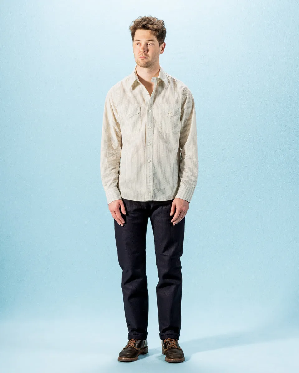 Wells Workshirt - White Stripe sold by Standard and Strange product image thumbnail 3