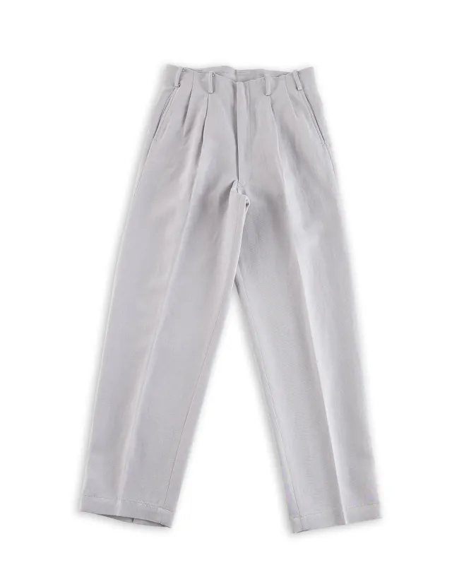 Double Pleats Trousers - Ice Gray Wool Linen sold by Standard and Strange