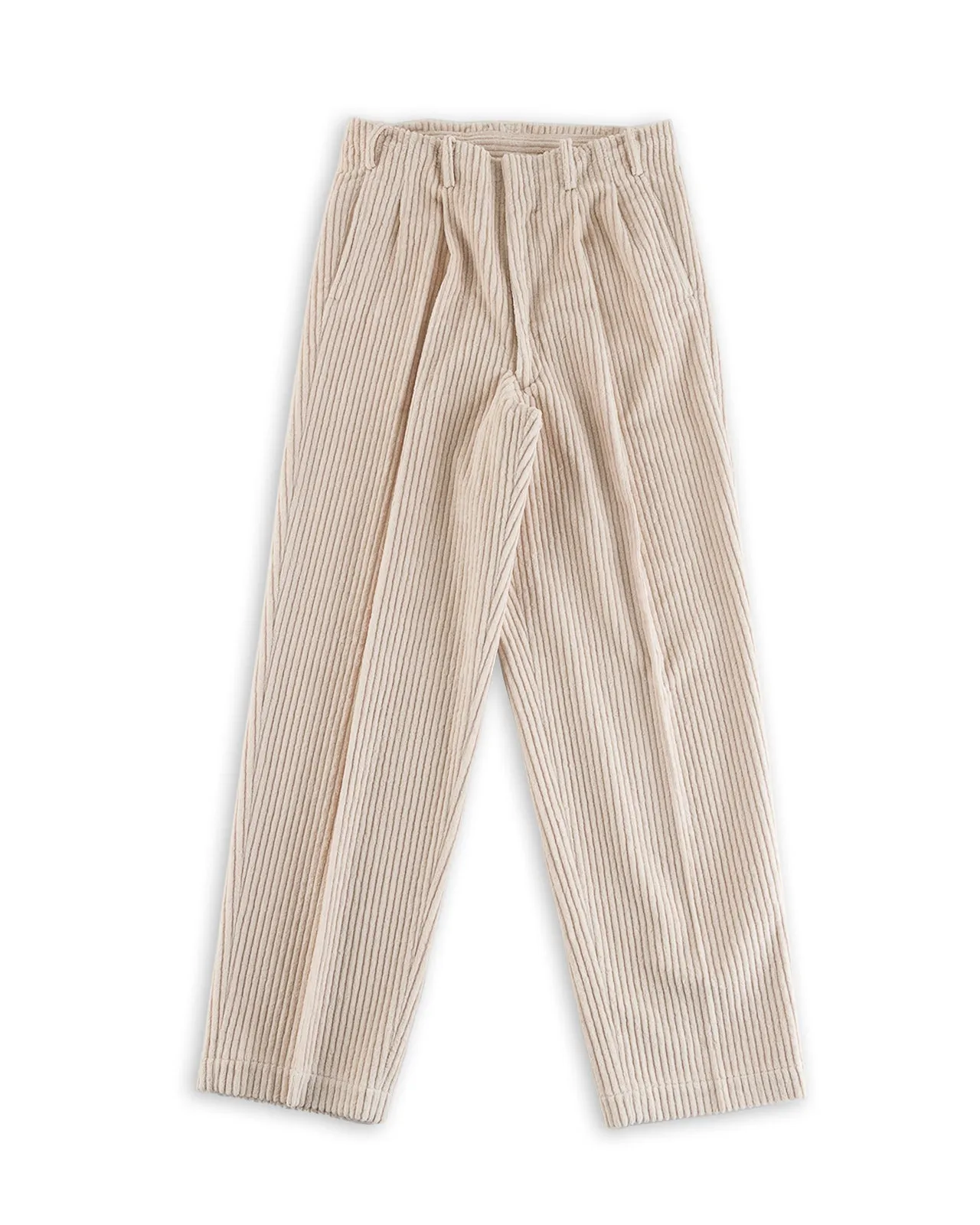 Double Pleats Trousers - White Wide Wale Corduroy sold by Standard and Strange