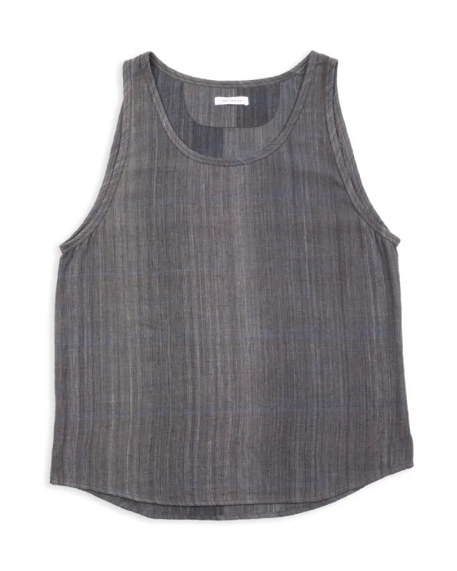 Ripley Tank - Iron/Indigo Handwoven Kala Cotton Chambray sold by Standard and Strange