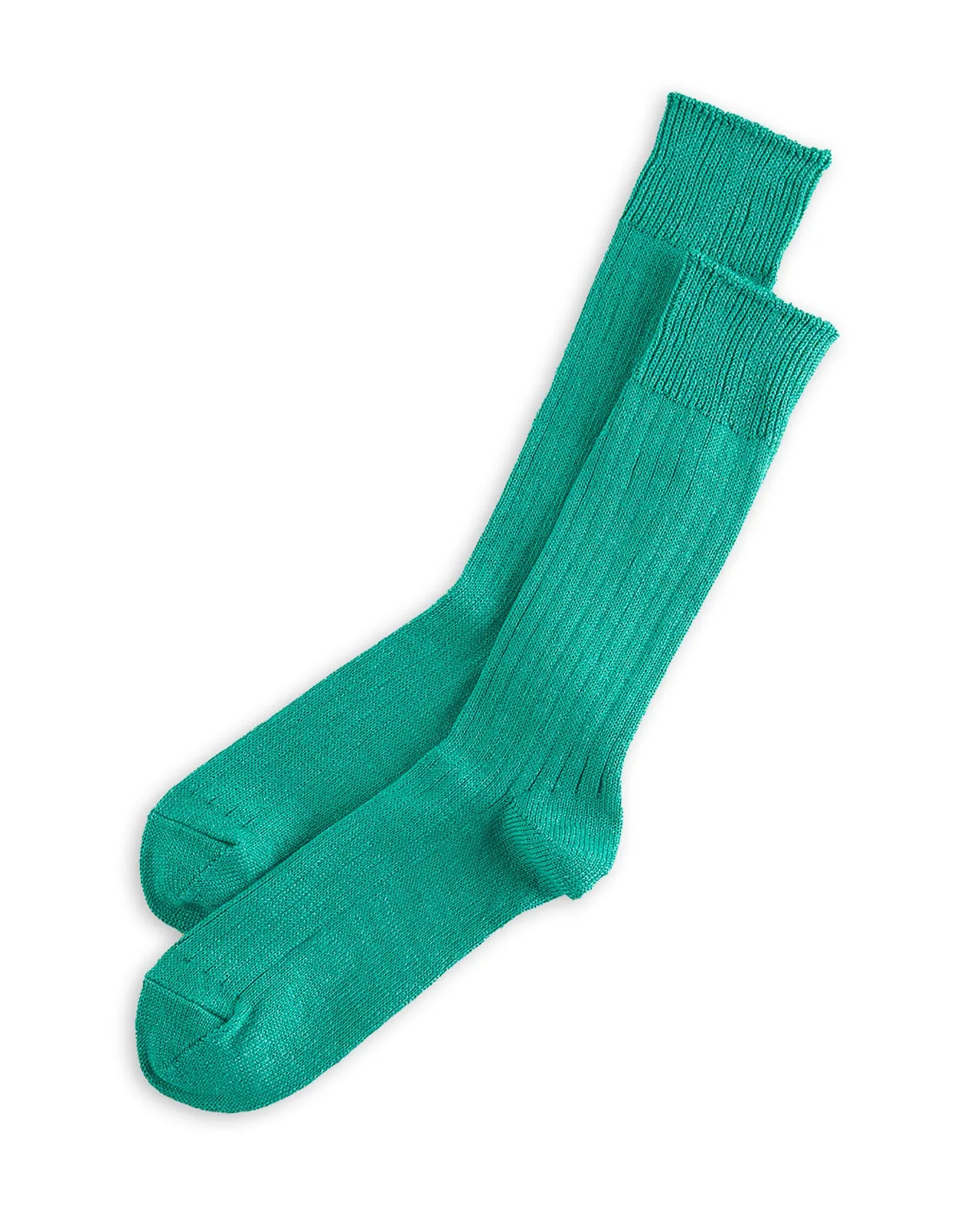 Linen/Cotton Ribbed Crew Socks - Aqua Green sold by Standard and Strange product image thumbnail 2