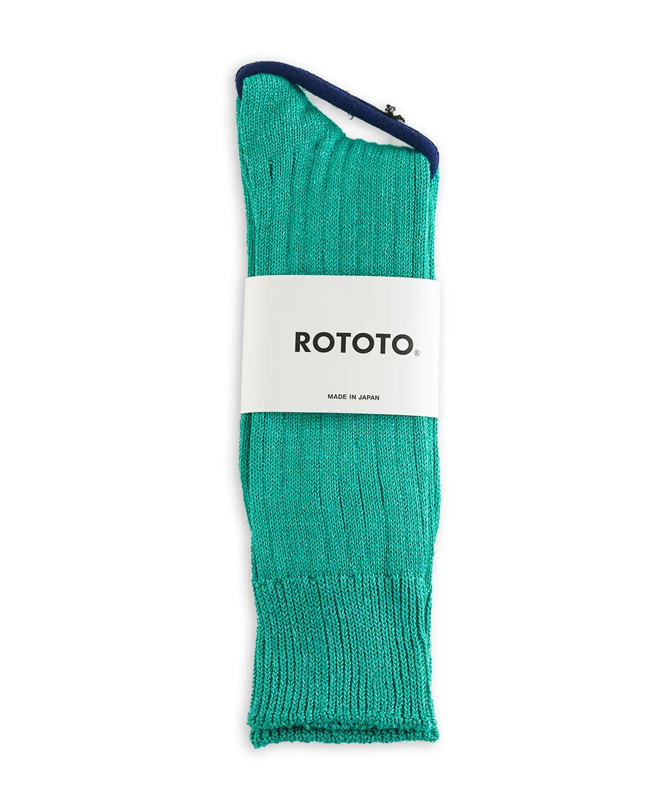 Linen/Cotton Ribbed Crew Socks - Aqua Green sold by Standard and Strange