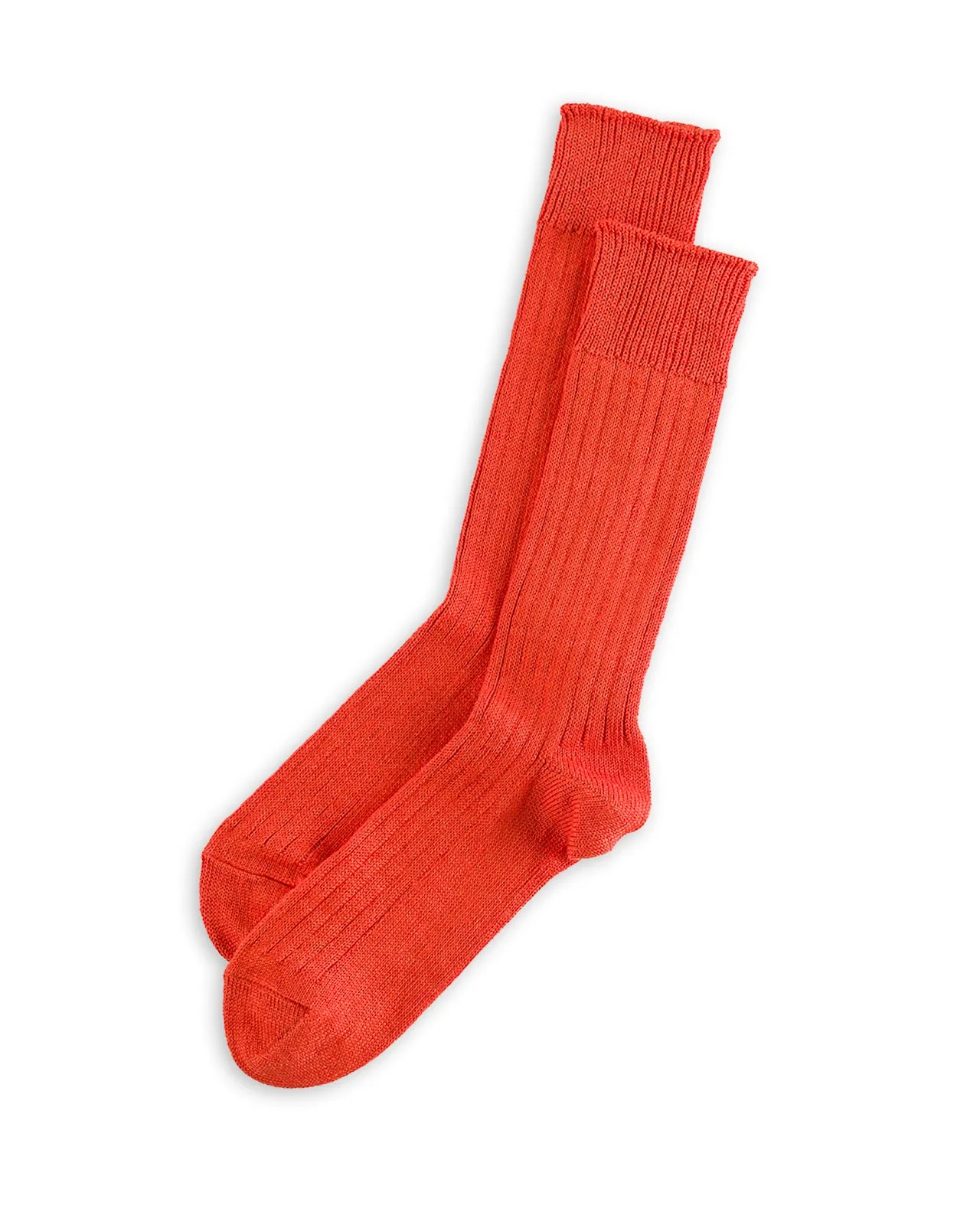 Linen/Cotton Ribbed Crew Socks - Orange Red sold by Standard and Strange product image thumbnail 2