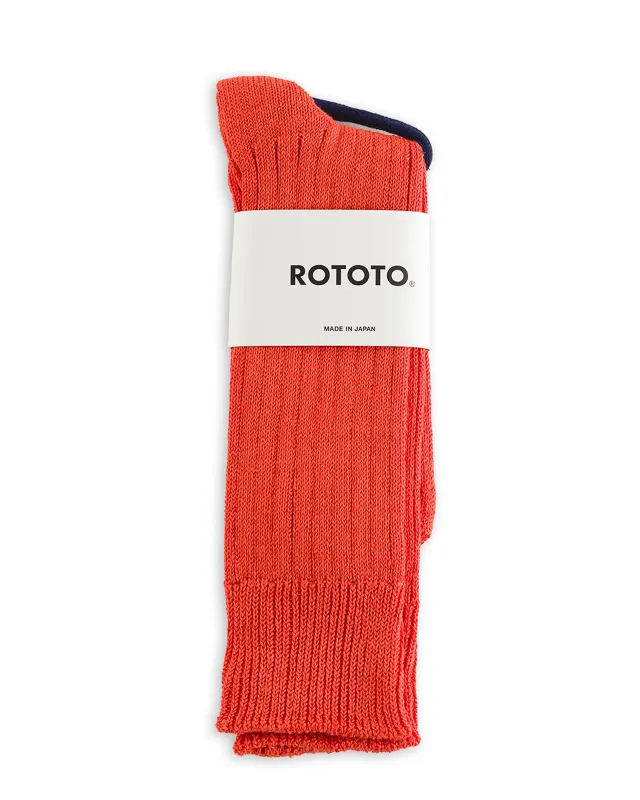 Linen/Cotton Ribbed Crew Socks - Orange Red sold by Standard and Strange