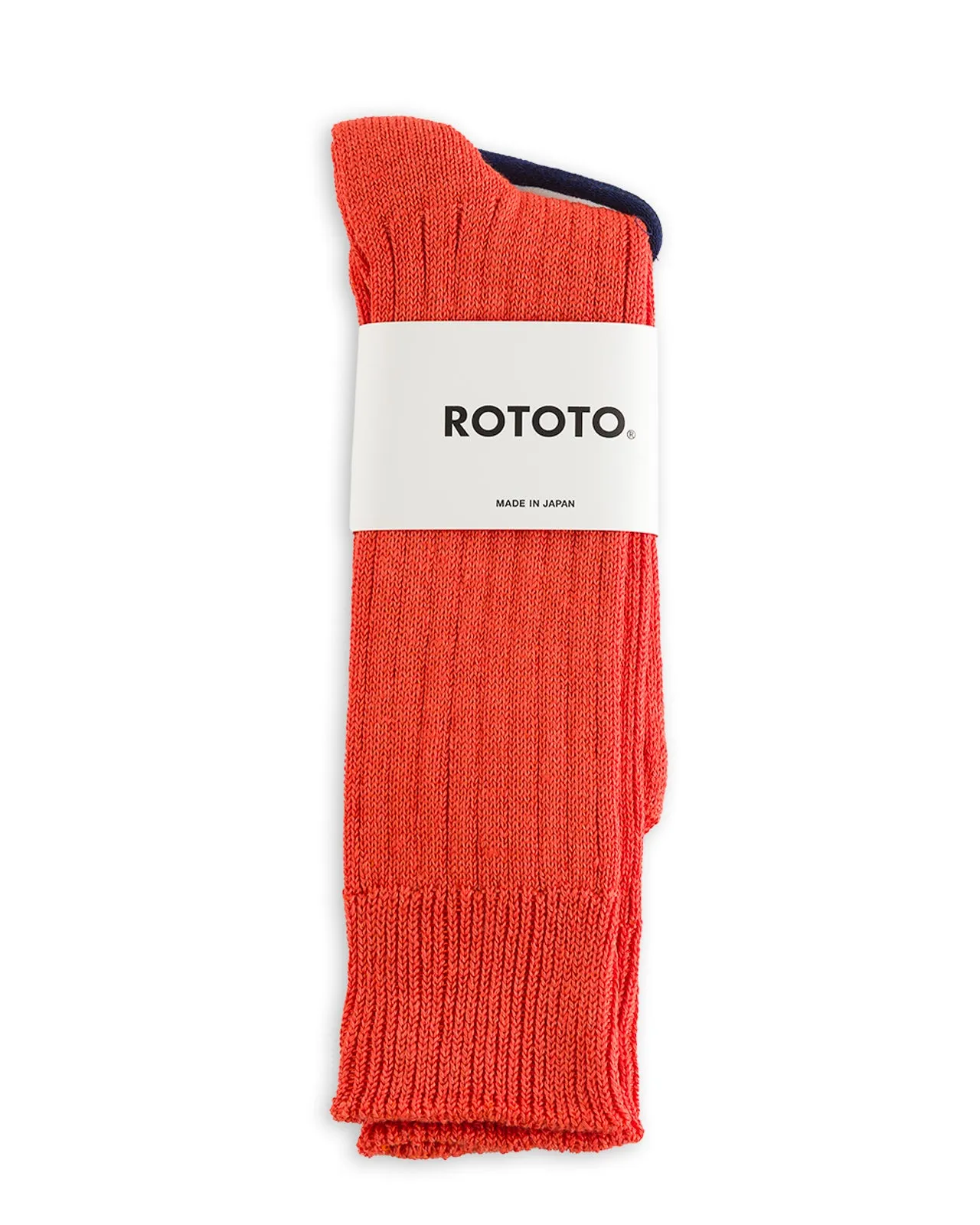 Linen/Cotton Ribbed Crew Socks - Orange Red sold by Standard and Strange