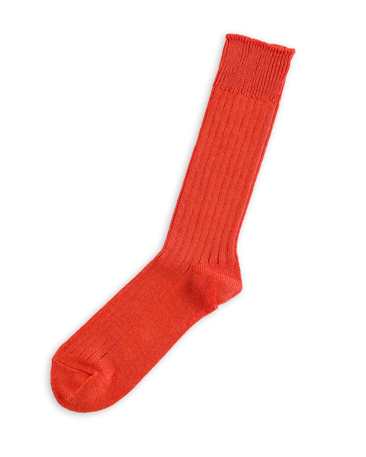 Linen/Cotton Ribbed Crew Socks - Orange Red sold by Standard and Strange product image thumbnail 3