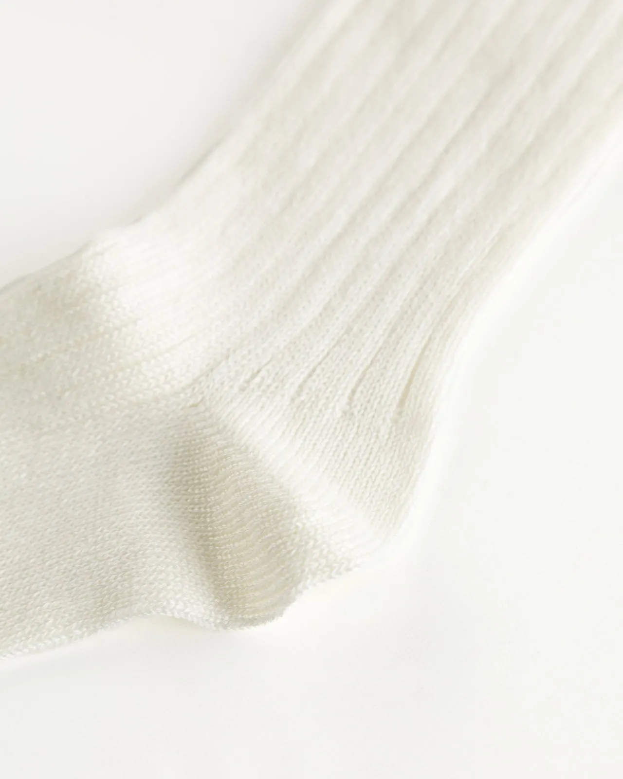 Linen/Cotton Ribbed Crew Socks - Off White sold by Standard and Strange product image thumbnail 5