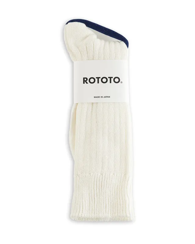 Linen/Cotton Ribbed Crew Socks - Off White sold by Standard and Strange