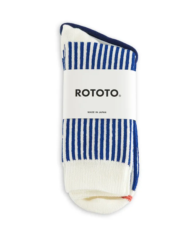 Vertical Stripe Socks - White/Royal Blue sold by Standard and Strange
