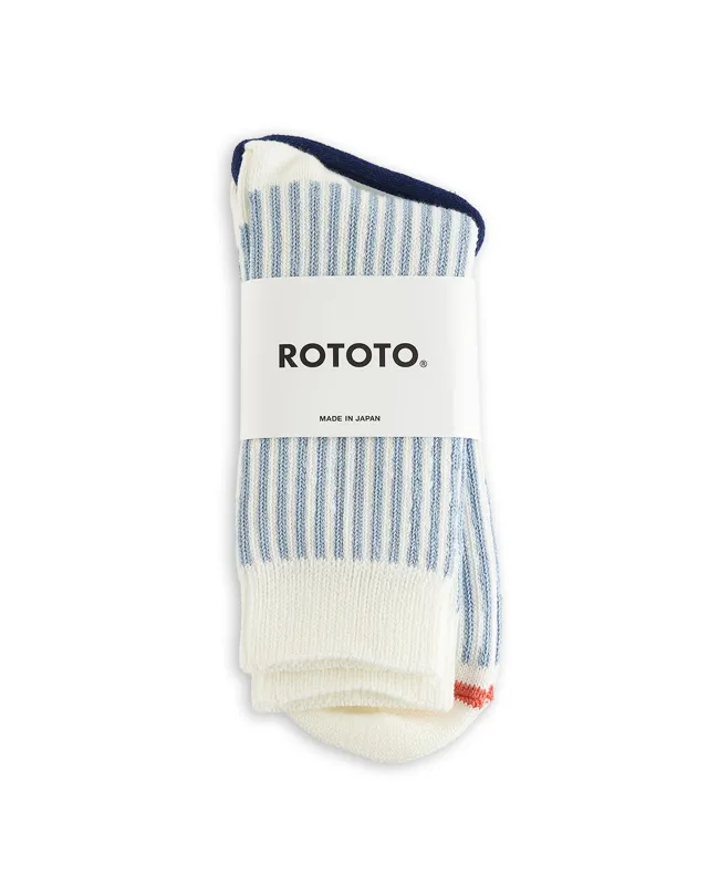 Vertical Stripe Socks - White/Light Blue sold by Standard and Strange