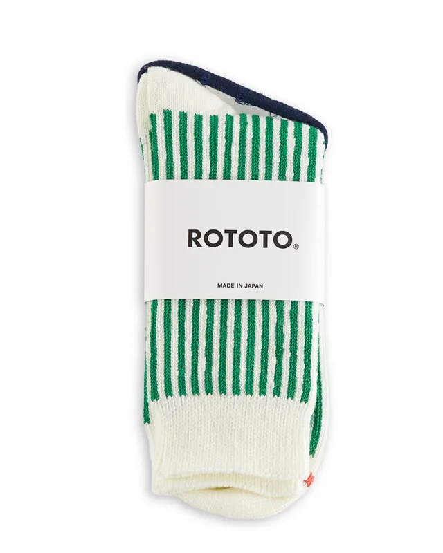 Vertical Stripe Socks - White/Green sold by Standard and Strange