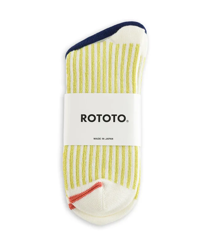 Vertical Stripe Socks - White/Lime sold by Standard and Strange