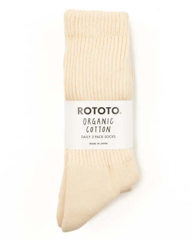 Organic Cotton Daily 3-pack Sock - Ecru sold by Standard and Strange