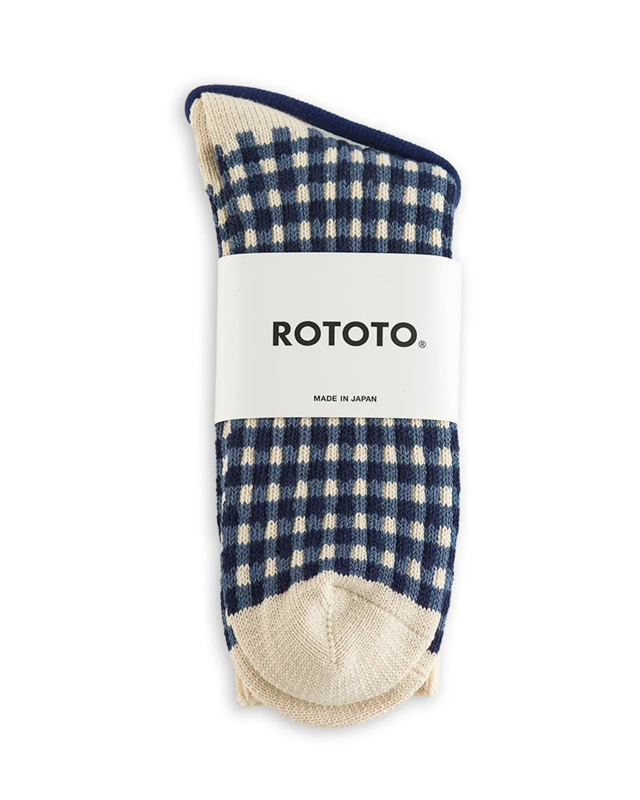 Gingham Check Socks - Navy sold by Standard and Strange