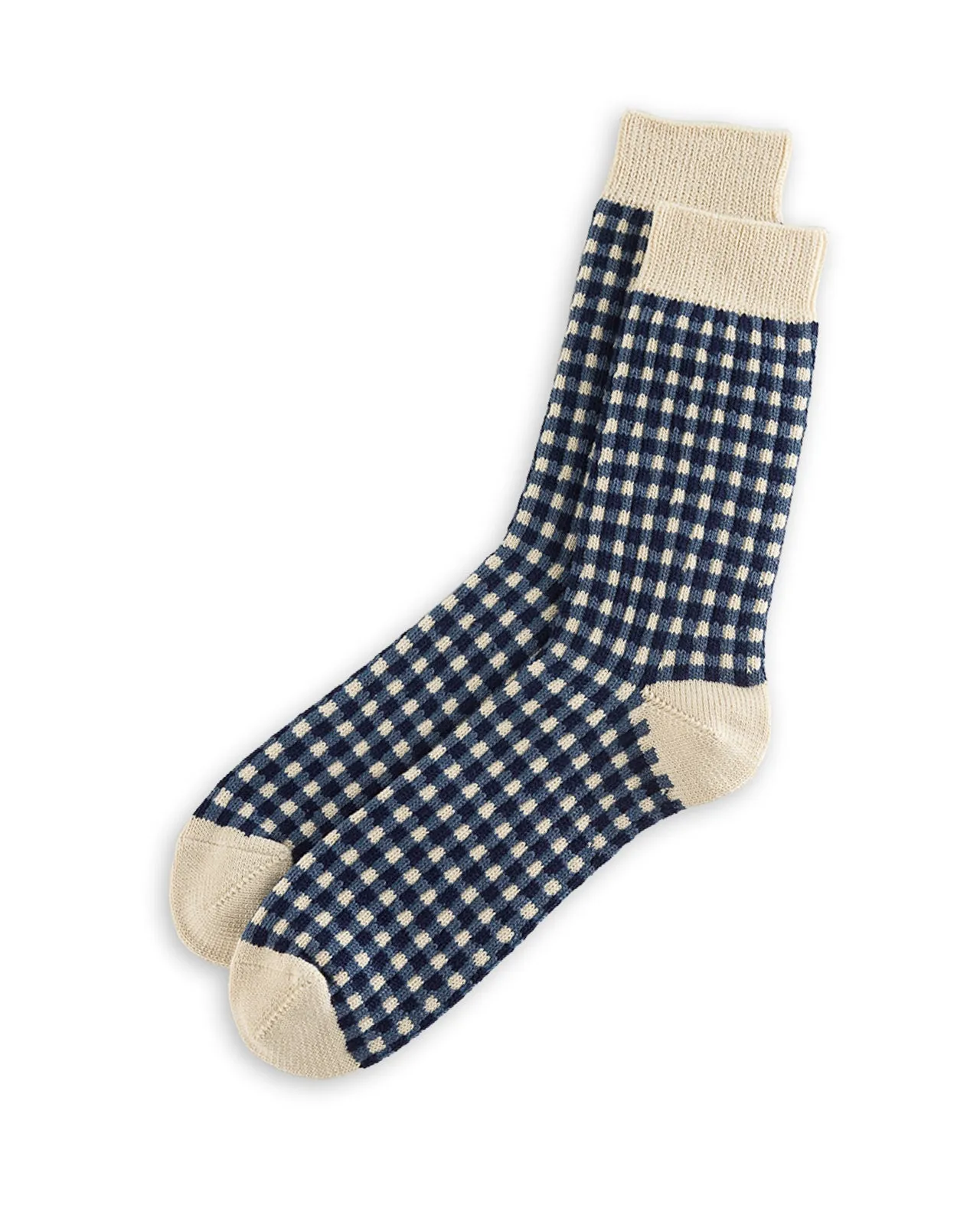 Gingham Check Socks - Navy sold by Standard and Strange product image thumbnail 2